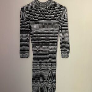 Free People Groovy Knit Zig Zag Striped Sweater Bodycon Dress. Small
